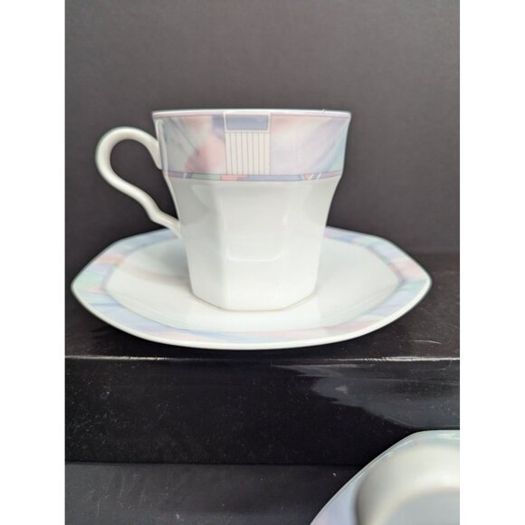 Vintage Savoir Vivre Celina Y0010 Octagonal 6 Oz Teacup with Saucer Set of 2 - Picture 3 of 9
